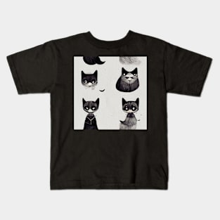 Cute Cat pattern 46 regular grid Kids T-Shirt